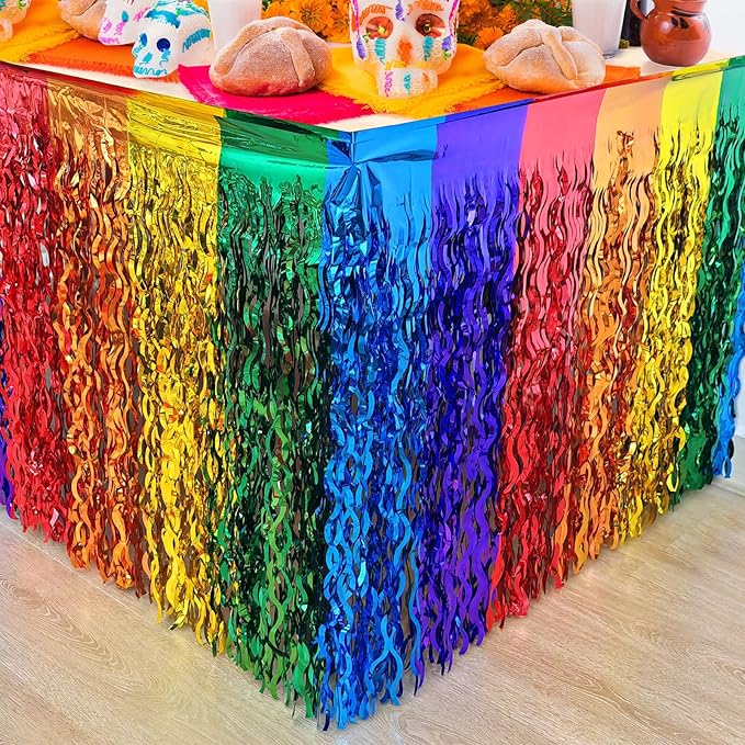 CCINEE 4 Packs Foil Fringe Table Skirt - Image 6