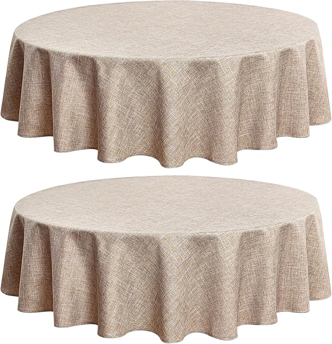Fitable Faux Linen Round Tablecloths 60 Inches by Fitable