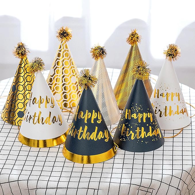 48 Pcs Gold Birthday Party Hats Gold Cone Hats Includes 16 Birthday Paper Hats - Image 6