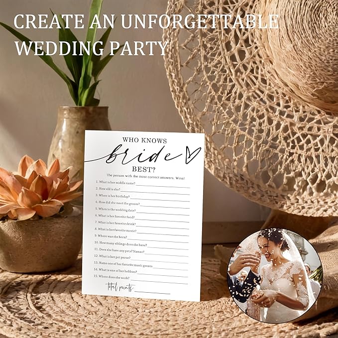 Fun Wedding Shower Games Cards Who Knows The Bride Best Engagement Party - Image 4