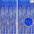BRAVESHINE Blue Tinsel Foil Fringe Curtains by BRAVESHINE