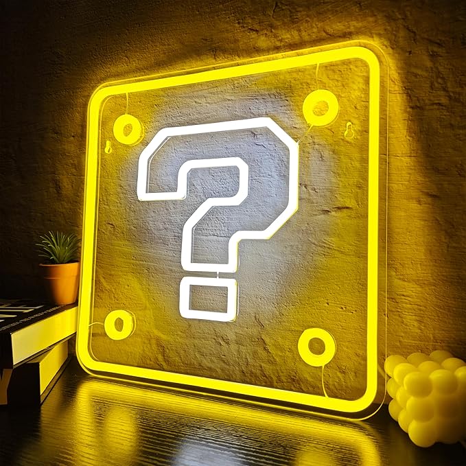 Question Block Neon Sign, Question Square Led Mario Neon Light USB Powered Led - Image 2