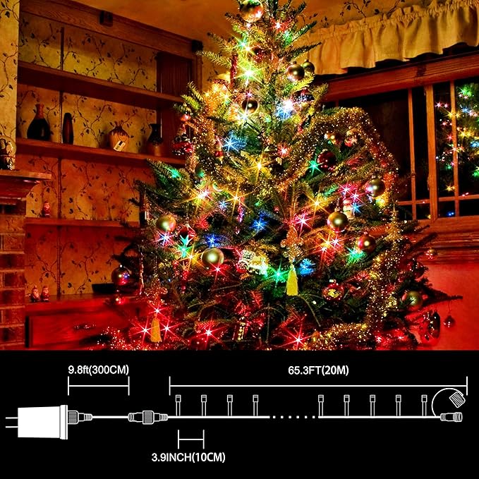 LAMPHOME 66ft Christmas Decorative Mini Lights, 200 LED Transparent Wire Fairy - Image 4