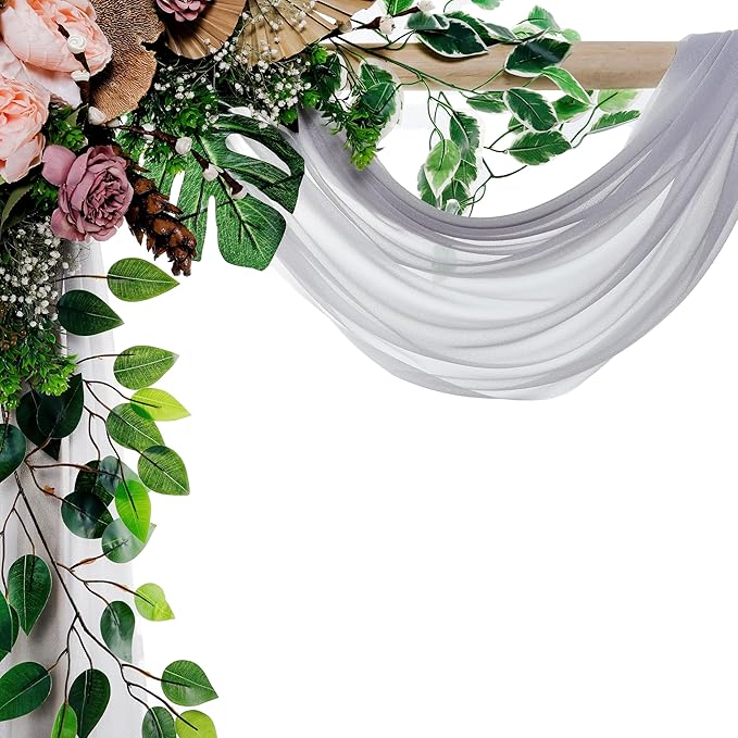 VDS Pack of 3 Panel Wedding Arch Draping Fabric Sheer Chiffon Fabric Drapery - Image 3