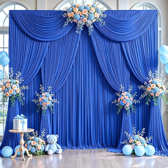 40ft x 12ft Royal Blue Backdrop Curtains Wrinkle Free Backdrop Curtain - Image 9