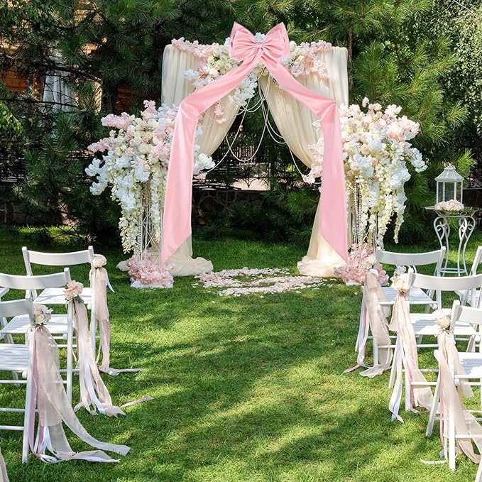 Big Bow with 24 Pcs Chair Ribbon Wedding Aisle Decorations, 78x18 inch Giant Bow - Image 7