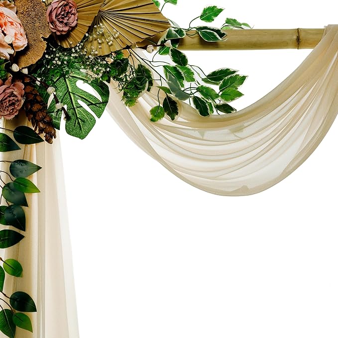 VDS Pack of 1 Panel Wedding Arch Draping Fabric Sheer Chiffon Fabric Drapery - Image 3