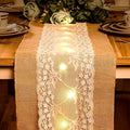Burlap Table Runner with LED String Lights Rustic 12" x 108" Christmas by Tegeme