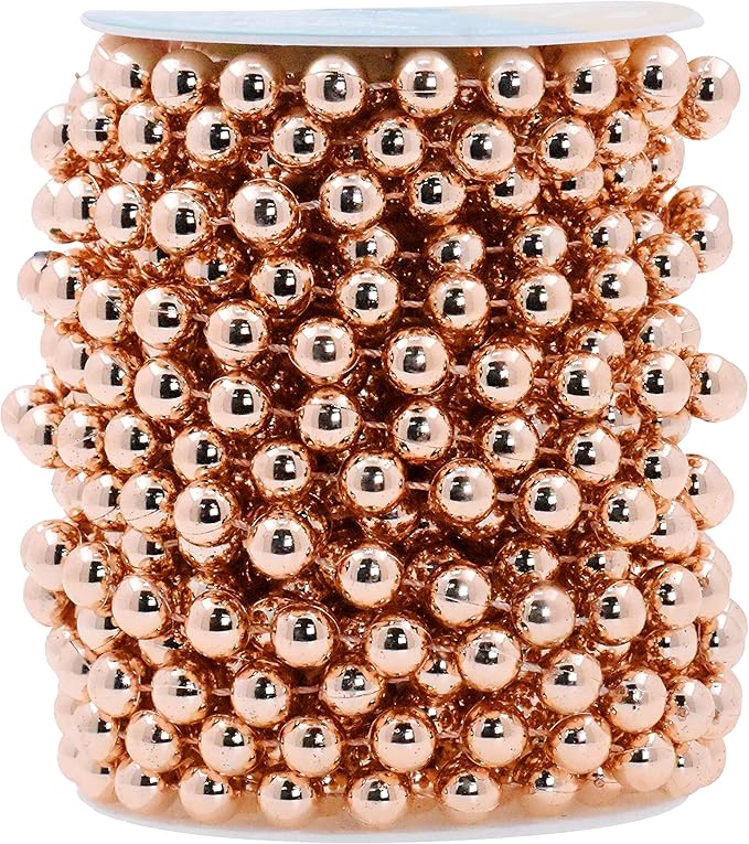 Mandala Crafts 10mm Faux Rose Gold Pearl Beads Roll by MandalaCrafts