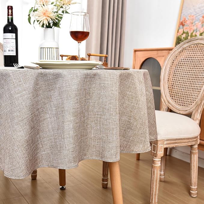 Fitable Faux Linen Round Tablecloths 90 Inch, 6 Pack - Image 8