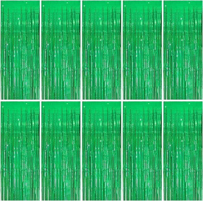 Tinsel Curtain Party Backdrop Green Birthday Decorations 10 Packs Glitter Foil by KEJ
