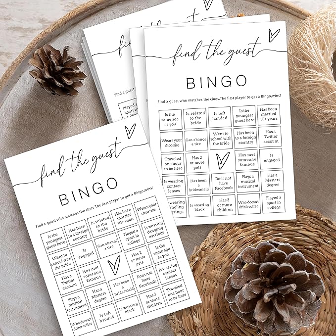 Fun Wedding Shower Bingo 25Pcs Prefilled Find The Guest Bingo Game Cards - Image 5