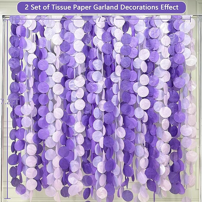 205Ft Lavender Party Decoration Ombre Purple Polka Dot Backdrop Streamer Tissue - Image 3