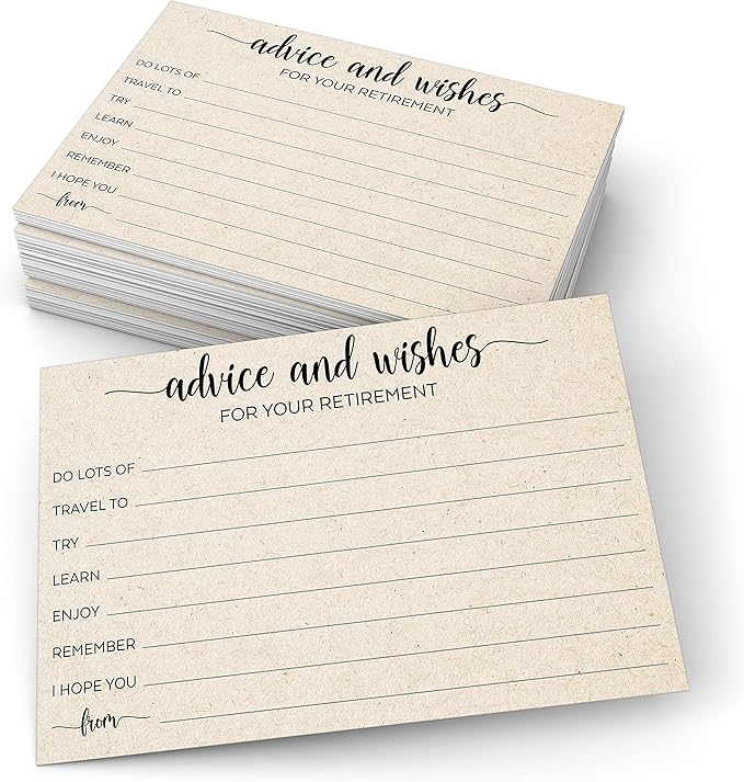 321Done 4x6 Retirement Party Advice and Well Wishes Cards, Tan by 321Done