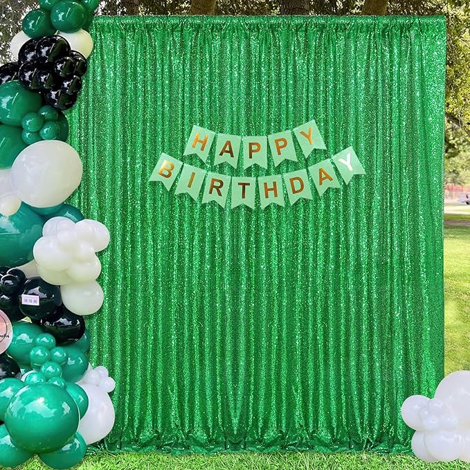 7ft x 7ft Green Sequin Backdrop Curtain Party Backdrop Curtain - Image 2