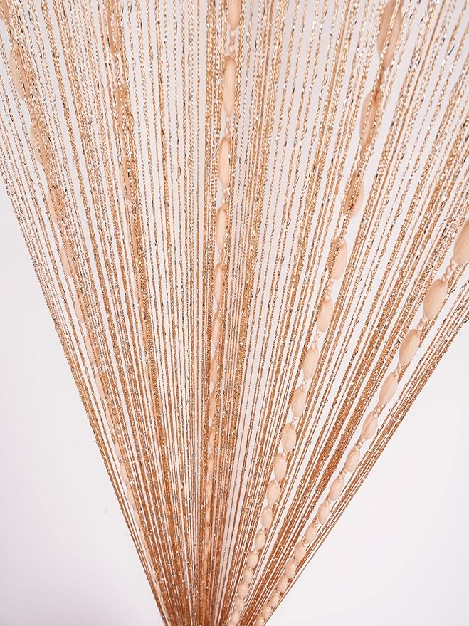 Hysenm Door String 39x79 Inch Curtains Champagne Panel Soft Balls Romantic - Image 3