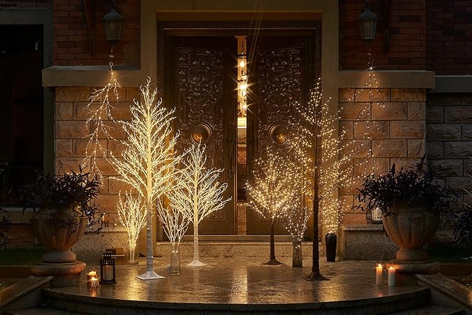 LITBLOOM Birch Garland with Lights 6FT 120 Fairy Lights Plug in, Lighted White - Image 5