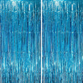2 Pack Retro Blue Foil Fringe Backdrop Curtains, Tinsel Streamers Party by Voircoloria