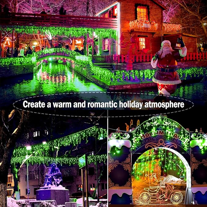 KNONEW Christmas Lights Outdoor Decorations 400 LED 33ft 8 Modes Curtain Fairy - Image 7