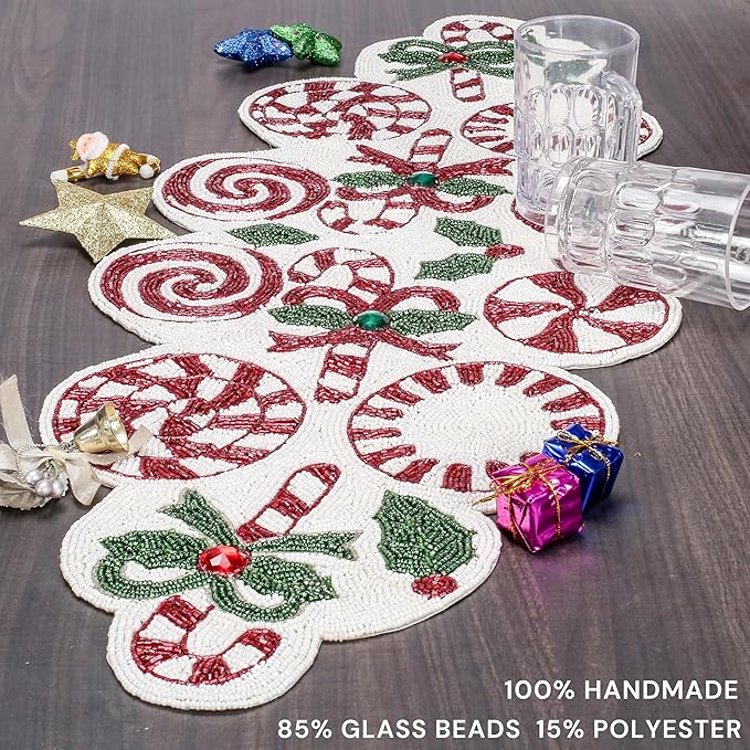 CLEENTABLE Handcrafted Beaded Table Runner – 36"x13" Art Deco Home Decor & - Image 5
