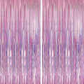 Crosize 2 Pack 3.3 x 9.9 ft Pink Foil Fringe Backdrop Curtain, Streamer by Crosize