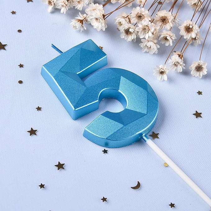 PHD CAKE 2.76 Inch Crystal Blue 5 Number Birthday Candles - Image 2