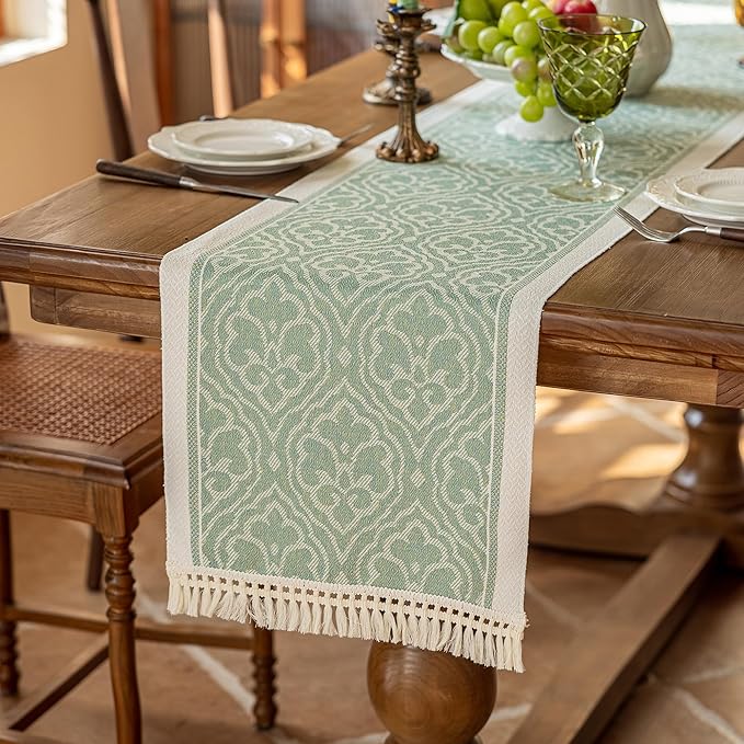 Table Runners 95 Inches, Waterproof Boho Table Runner by UWWGKK