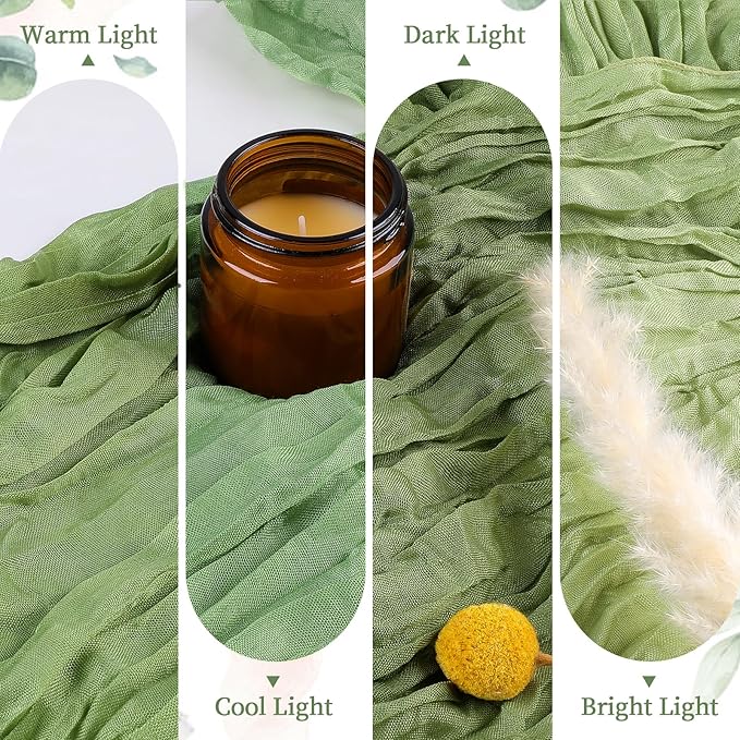 12 Pack Sage Green Cheesecloth Table Runner 10FT Long Boho Gauze Table Runner - Image 5