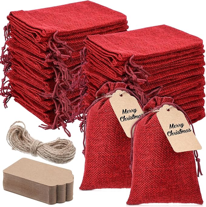 Woanger 100 Pcs Burlap Gift Bags by Woanger