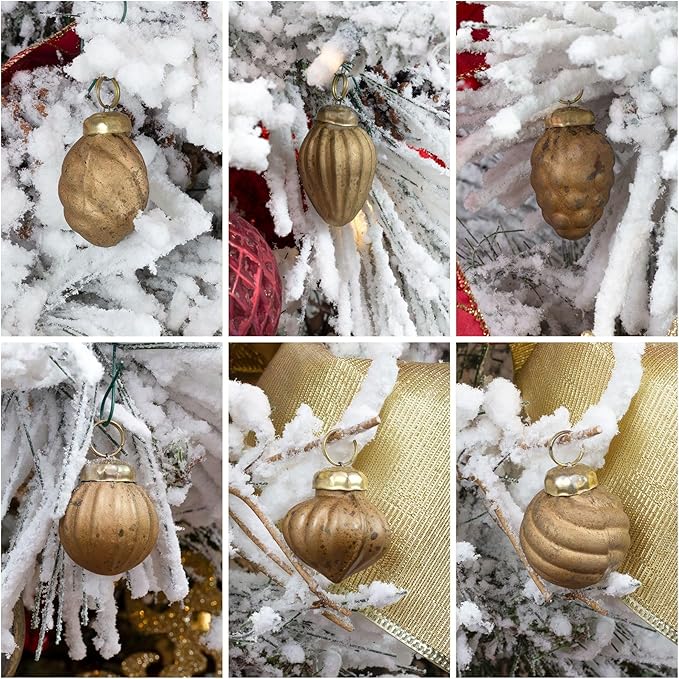 AuldHome Mercury Glass Finial Ornaments; Distressed Metal Antique Style - Image 2