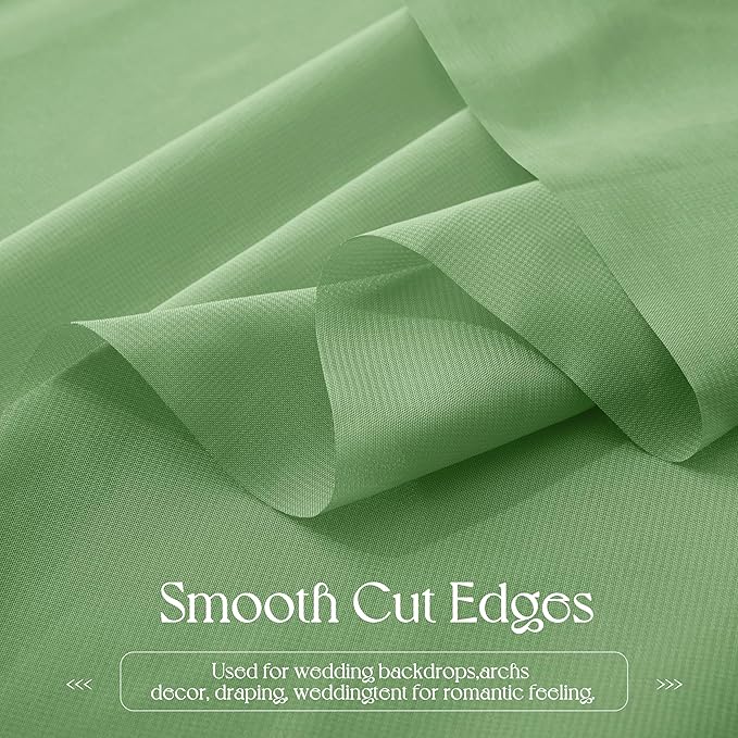 VACVELT Wedding Arch Draping Fabric Sage Green Chiffon, 1 Panel Sheer Drapes 30 - Image 6