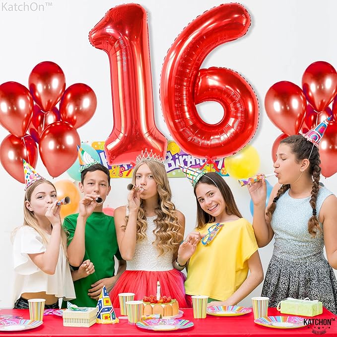 KatchOn, 40 Inch | 16th Birthday Balloons Red - Image 8