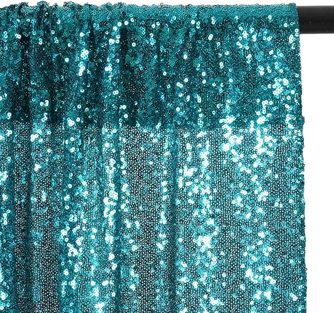 Poise3EHome Teal Sequin Backdrop Curtains, Sequence Wedding Party Background - Image 6