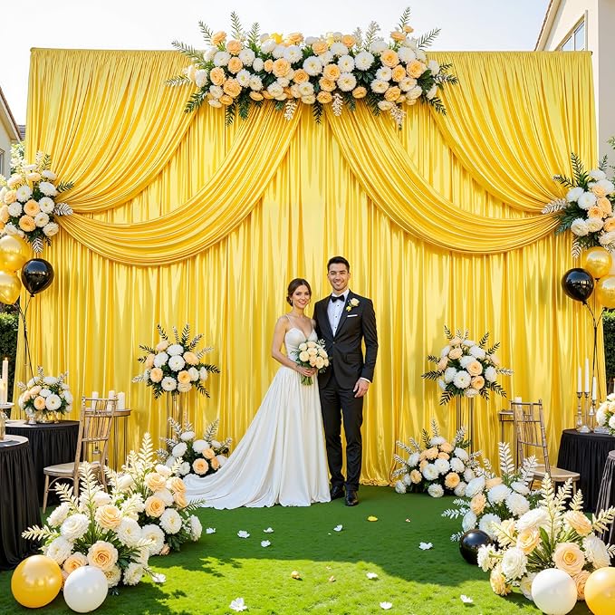10x10 ft Yellow Gold Glitter Backdrop Curtain - Image 6
