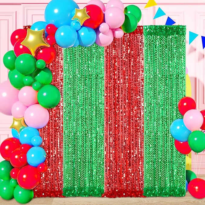 Sequin Curtain Backdrop Green Party Background - Image 7