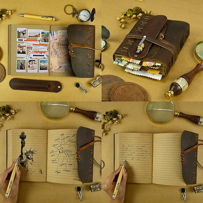 Leather Journal Notebook for Men & Women Daily Vintage Leather Bound Journal - Image 3