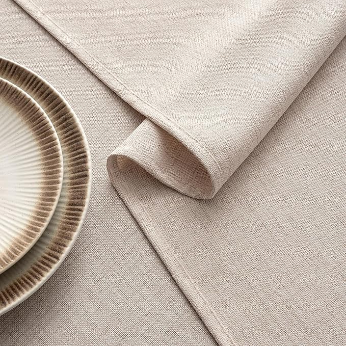 MIULEE Natural Linen Tablecloth 60x84 Inch Rectangle Table Cloth Waterproof - Image 3