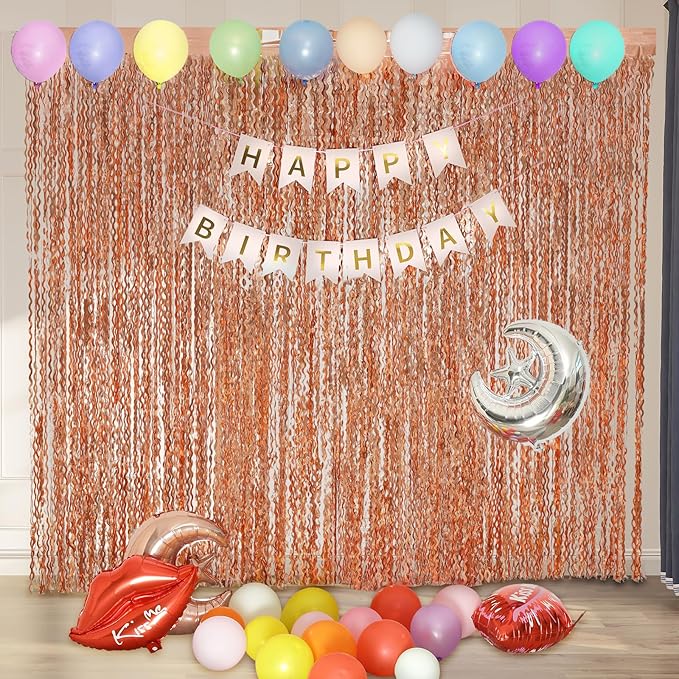 4 Pack Rose Gold Backdrop Birthday Decorations - Image 5