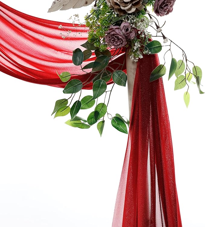 VDS Pack of 2 Panel Wedding Arch Draping Fabric Sheer Chiffon Fabric Drapery - Image 4
