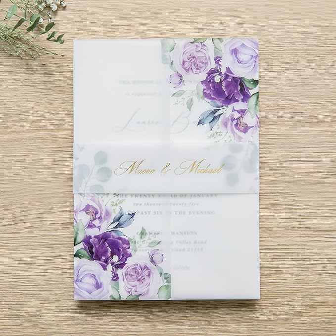 PONATIA 50 PCS Purple Vellum Jackets - Image 7