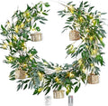 Artificial Willow Garland with Lights & Ornaments – 2-Pack Lighted Greenery Vine by FiveSeasonStuff