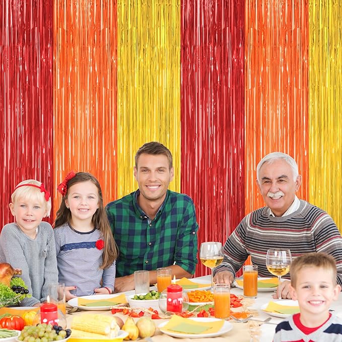 2 Pack Thanksgiving Backdrop, 3.28 FT x 7.05 FT Red Orange Gold Party Streamer - Image 6