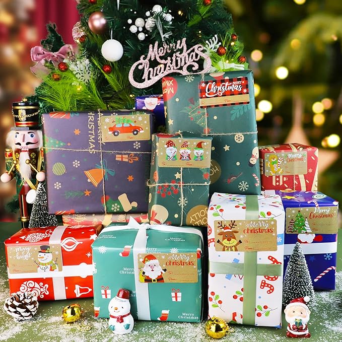 500 PCS Vintage Christmas Gift Tags, Christmas Name Tags Stickers Roll - Image 6