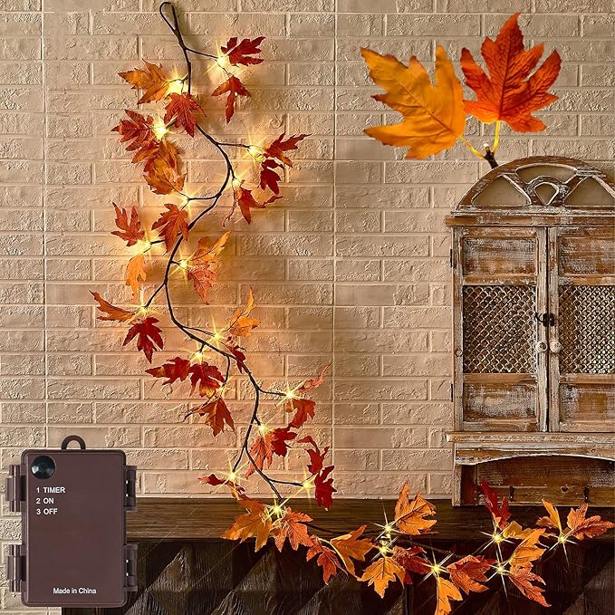 Fudios Lighted Maple Leaf Garland - Image 8