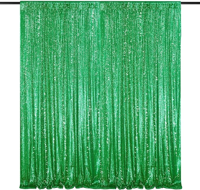 7ft x 7ft Green Sequin Backdrop Curtain Party Backdrop Curtain by QueenDream