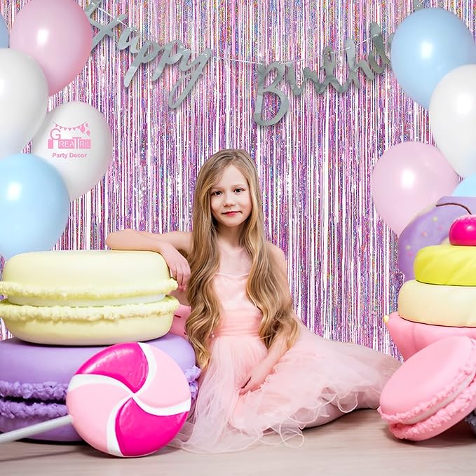 Pink Tinsel Curtain Party Backdrop - Image 6