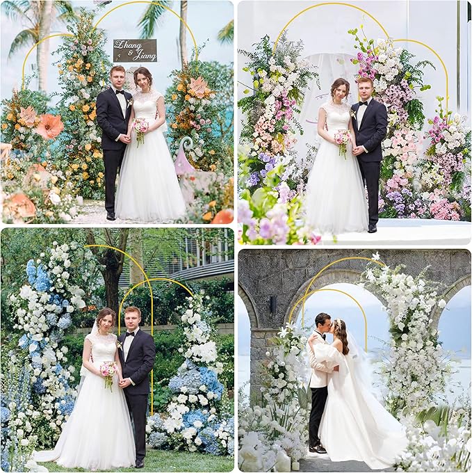 Wokceer Wedding Arch Stand 2 Set 8FT, 6.6FT Gold Metal Arch Backdrop Stand - Image 6
