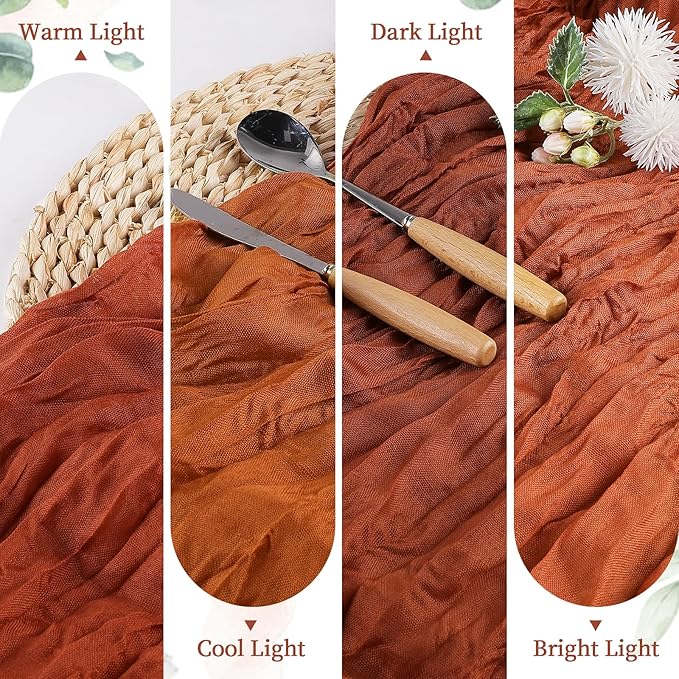 12 Pack Terracotta Cheesecloth Table Runner 10FT Long Boho Gauze Table Runner - Image 5