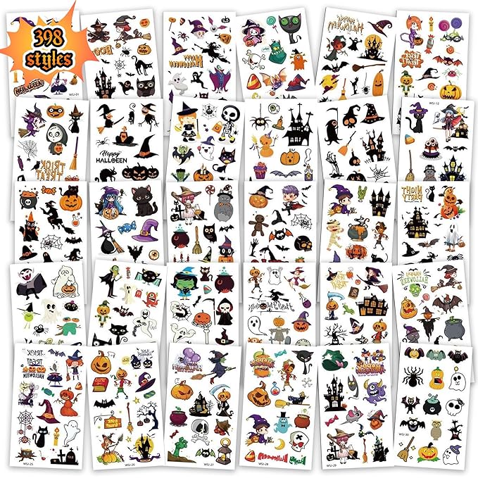 Halloween Temporary Tattoos for Kids – 30 Sheets by Simpilos