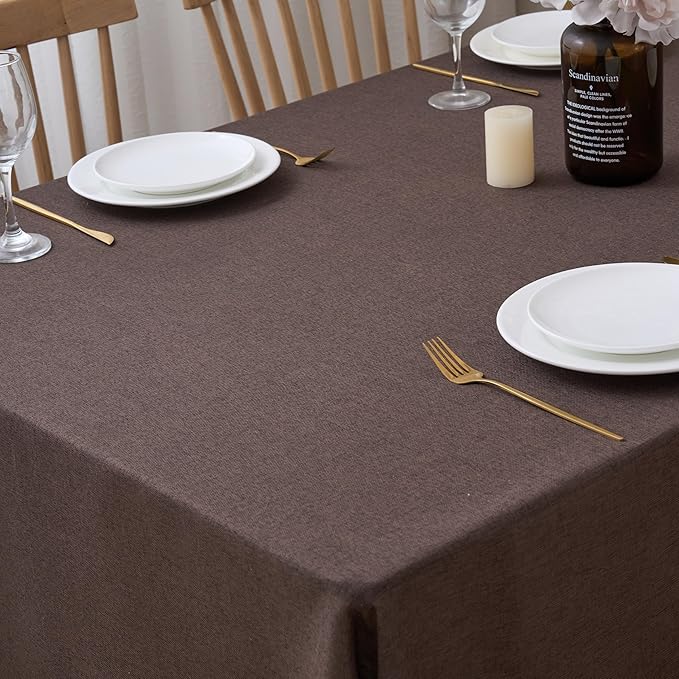NLMUVW Brown Linen Tablecloth Rectangle, Chocolate Table Cloth Farmhouse - Image 2